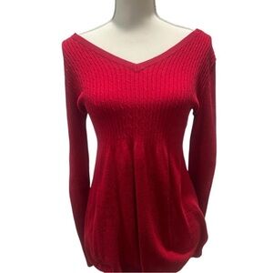 Red V-Neck Women's Sweater